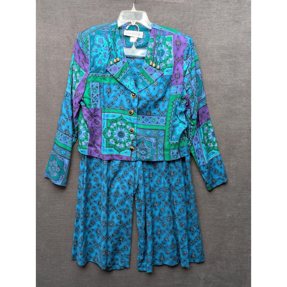 Vintage Jessica Howard 2 Piece Jewel Tone Set Palazzo Pant/Blouse Grannycore 12